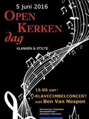 ANNA3 | Klavecimbelconcert | Open Kerkendag | Ben Van Nespen | Zondag 5 juni 2016 | Sint-Anna-ten-Drieënkerk Antwerpen Linkeroever